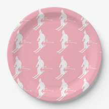Minimalistisch geometrische Skifahrer Winter Pink