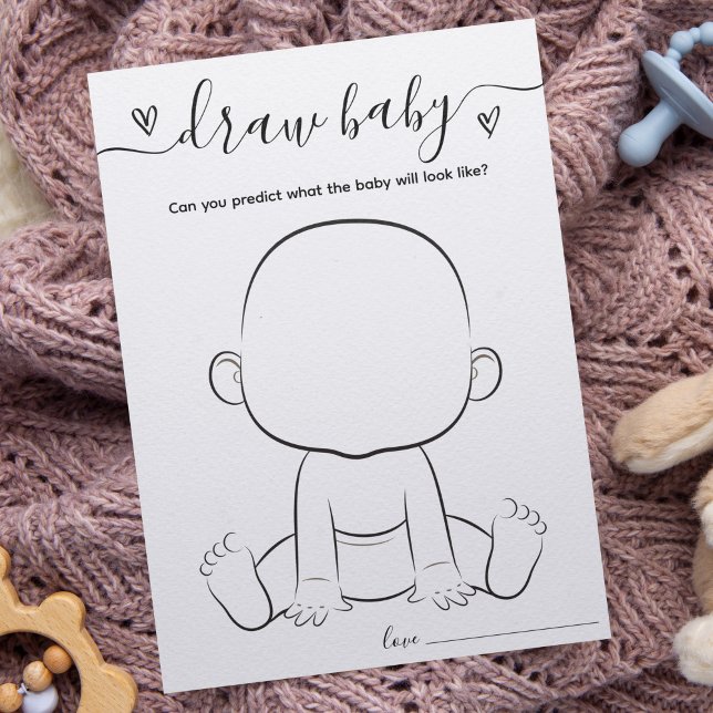 Minimalistisch Gezeichnet Baby Shower Game Card Einladung (Von Creator hochgeladen)