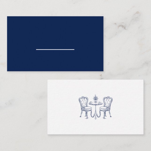 Minimalistisch gezeichnete Hochzeitsnacht Platzkarte (Vorne/Hinten)