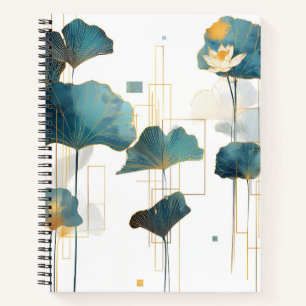 Minimalistisch Ginkgo Lotus Zen Line Notizbuch