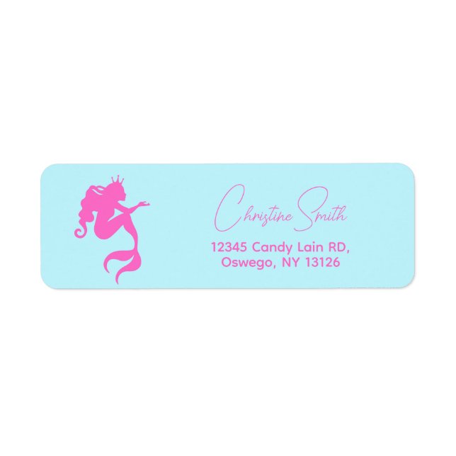 Minimalistisch Girl Mermaid Birthday Rücksendeadre (Vorne)