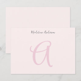 Minimalistisch Girl-Rosa Monogramm Mitteilungskarte