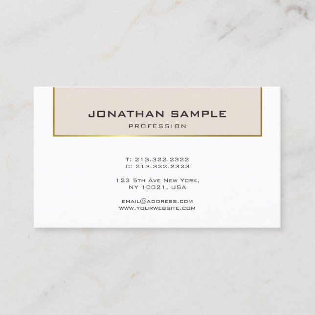 Minimalistisch glamoroses Design Trendy Gold Schli Visitenkarte (Vorderseite)