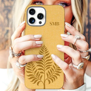 Minimalistisch-Gold-Botanische Monogramm iPhone 16 Pro Max Hülle