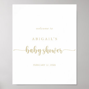 Minimalistisch Gold Calligraphy Baby Dusche Willko Poster