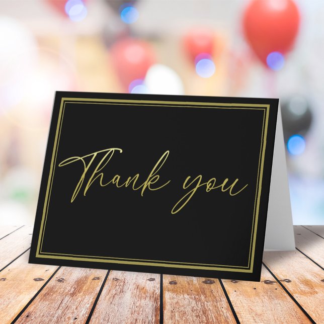 Minimalistisch Gold Calligraphy Black Simple Viele Dankeskarte (Von Creator hochgeladen)