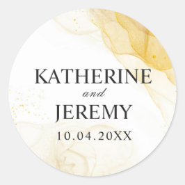 Minimalistisch Gold Elegante Hochzeitsticker Runder Aufkleber