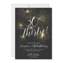 Minimalistisch Gold Fireworks 30. Party