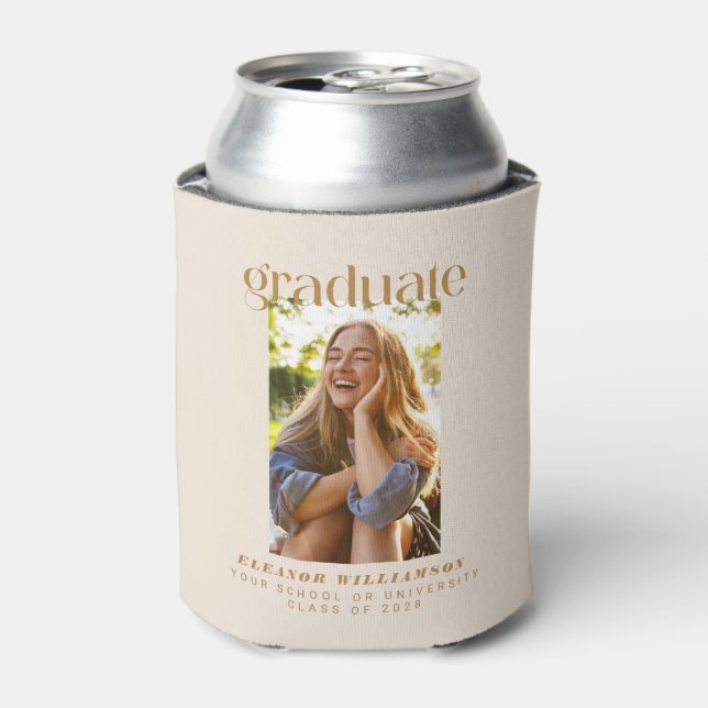 Minimalistisch Gold Foto Graduate Personalisiert Dosenkühler (Kanne Vorderseite)