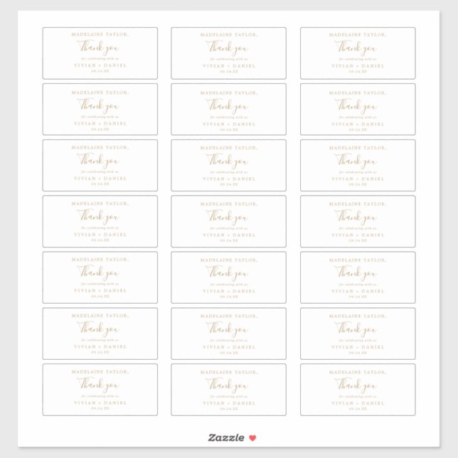 Minimalistisch Gold Gast Name Gastgeschenk Hochzei Aufkleber (Blatt)