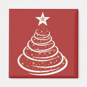 Minimalistisch Gold Glitzer Weihnachtsbaumen Magnet