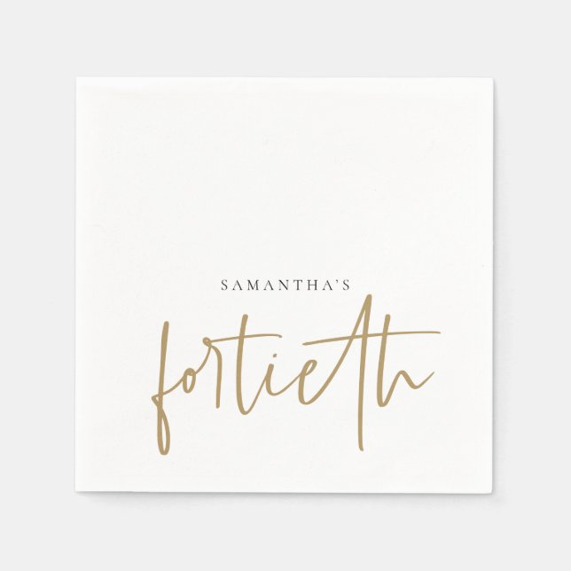 Minimalistisch Gold Handwriting Style Name Fortiet Serviette (Vorderseite)
