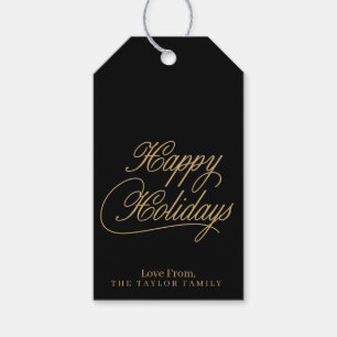 Minimalistisch Gold Happy Holiday Personalize Geschenkanhänger