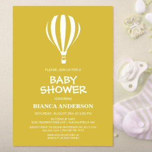 Minimalistisch Gold Hot Air Ballon Babydusche Einladung
