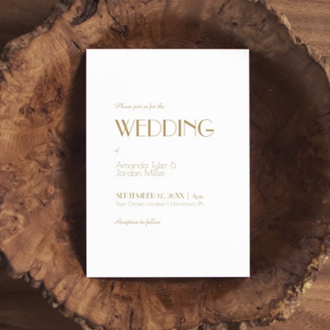 Minimalistisch Gold Moderne Art Déco Hochzeit Einladung (Von Creator hochgeladen)