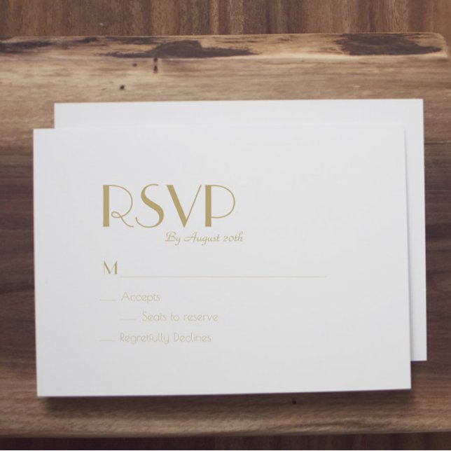 Minimalistisch Gold Moderne Art Deco Wedding RSVP  (Von Creator hochgeladen)