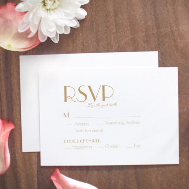 Minimalistisch Gold Moderne Deko Hochzeitsmahlzeit RSVP Karte (Von Creator hochgeladen)