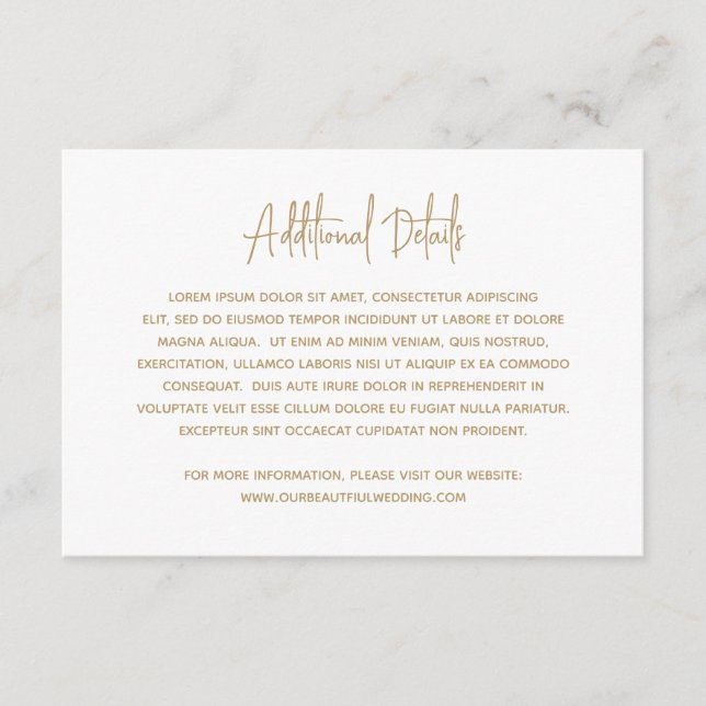 Minimalistisch Gold Moderne Hochzeit Begleitkarte (Vorderseite)