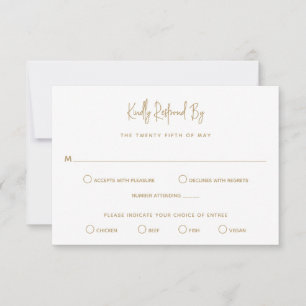 Minimalistisch Gold Moderne Hochzeit RSVP Karte