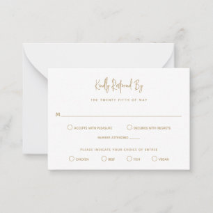 Minimalistisch Gold Moderne Mini-Hochzeit RSVP Mitteilungskarte
