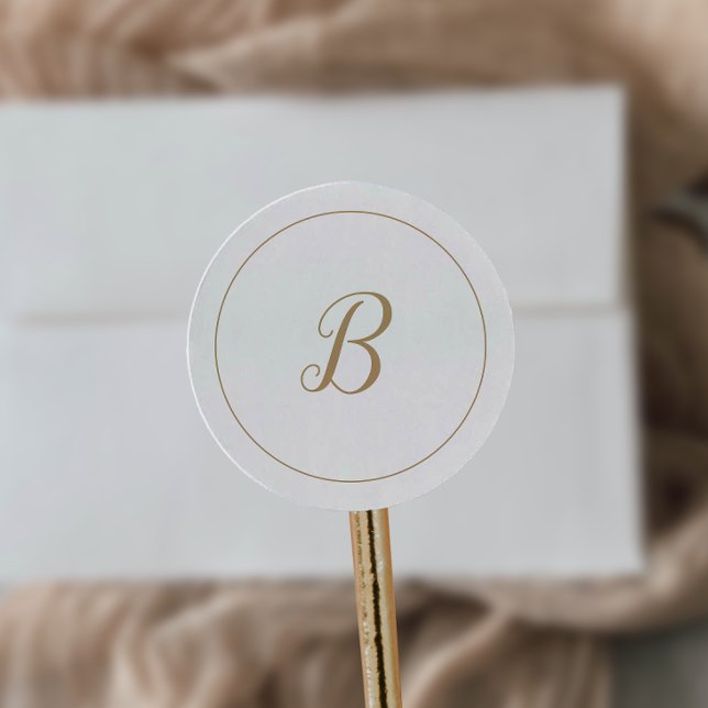 Minimalistisch Gold Monogram Wedding Umschlag Aufk Runder Aufkleber (Von Creator hochgeladen)