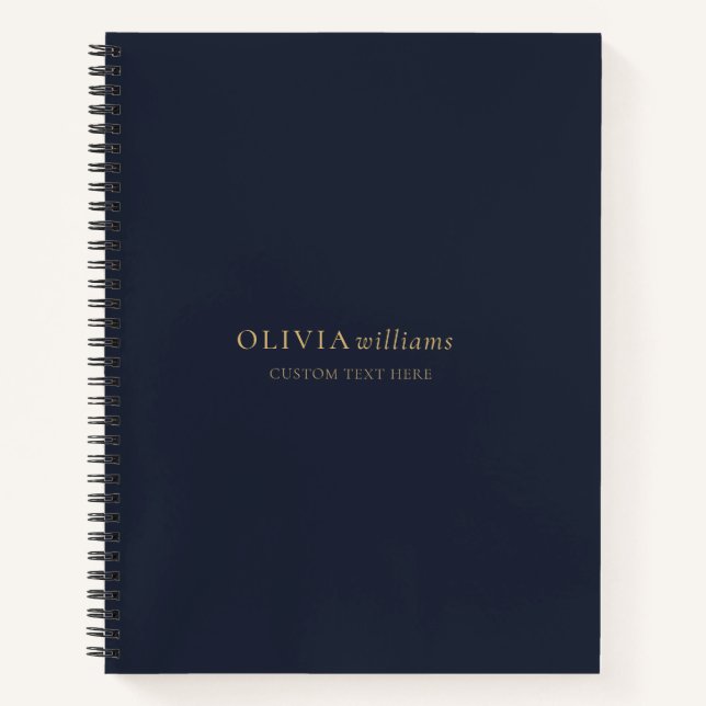 Minimalistisch Gold Navy Blue Einfach Beruflich Notizbuch (Vorderseite)