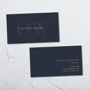 Minimalistisch Gold Navy Blue Einfach Beruflich Visitenkarte