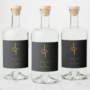 Minimalistisch Gold Personalisiert Chic Wedding Mo Alkoholflaschenetikett