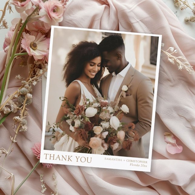 Minimalistisch Gold Text Foto Hochzeit Vielen Dank (Von Creator hochgeladen)