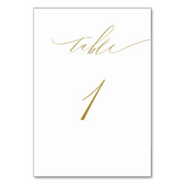 Minimalistisch Gold White Script No. 1 Wedding Tischnummer