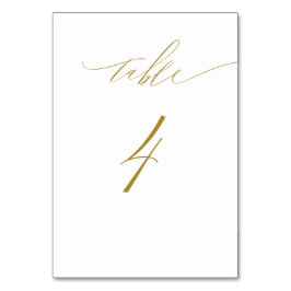 Minimalistisch Gold White Script No. 4 Wedding Tischnummer