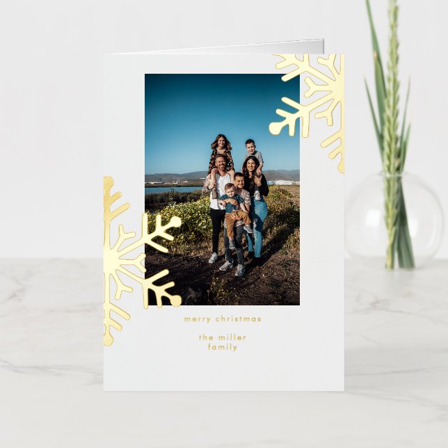 Minimalistisch Golden Snowflakes Frohe Weihnachten (Vorderseite)