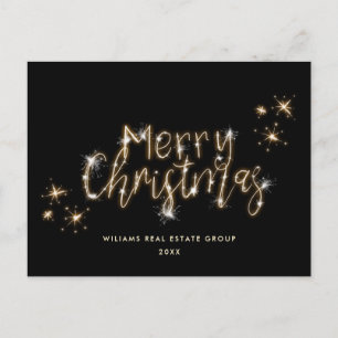 Minimalistisch Golden Sparkor Lights Schwarzes Wei Postkarte