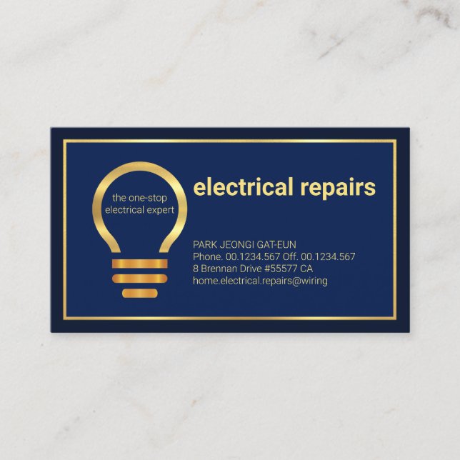 Minimalistisch-Goldlinie-Rahmen-Zuhause-Elektro Visitenkarte (Vorderseite)