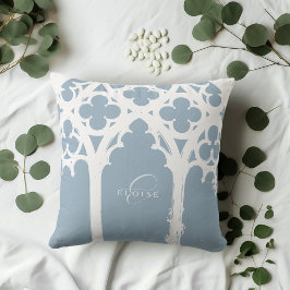 Minimalistisch Gothic Window Calligraphy Soft Blue Kissen