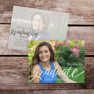 Minimalistisch Graduate Modern Simple Foto Script Postkarte
