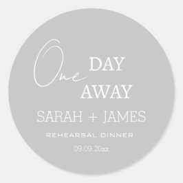 Minimalistisch Grau 1 Tag vor Probe Abendessen Runder Aufkleber