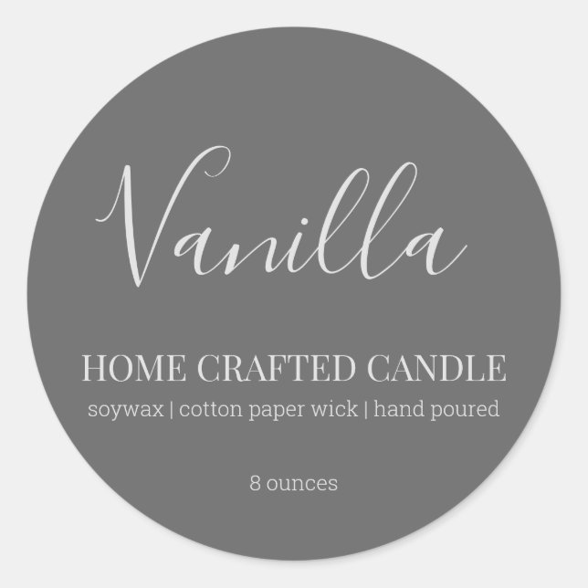 Minimalistisch-Grau-Modern-Candle-Aufkleber Runder Aufkleber (Vorderseite)