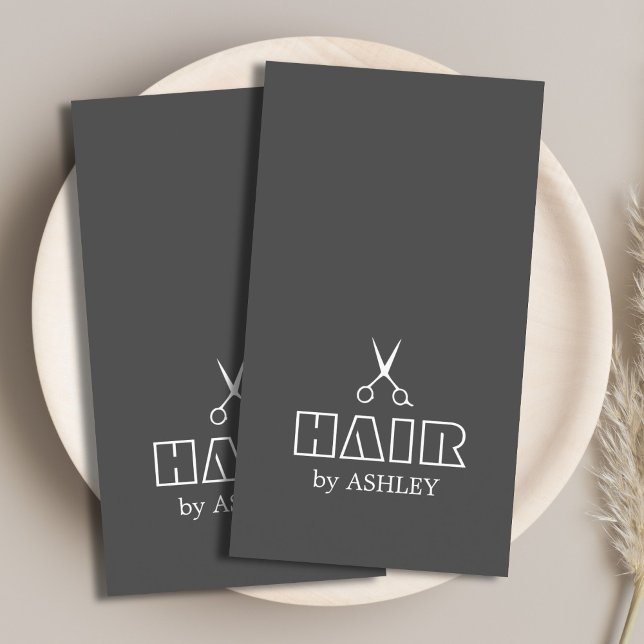 Minimalistisch Grau-Weiß-Haarstylist/Salon Visitenkarte (Von Creator hochgeladen)