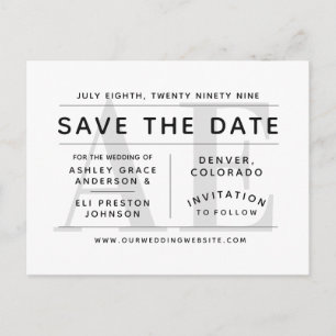 Minimalistisch Graue moderne Typografie Save the D Postkarte