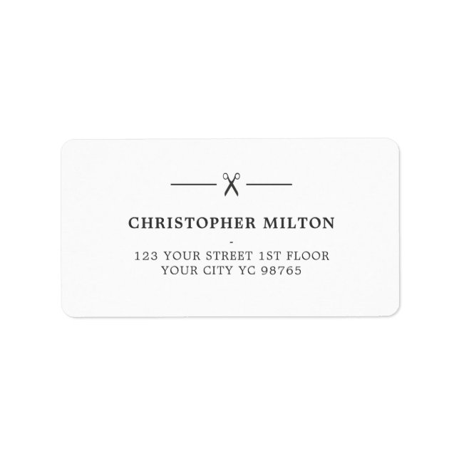 Minimalistisch-graue Schere Friseursalon Adressaufkleber (Vorne)