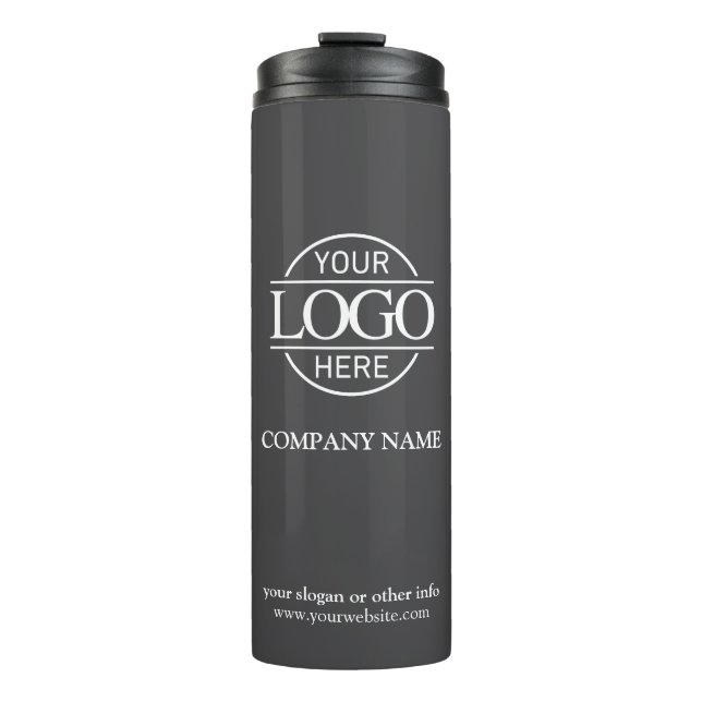 Minimalistisch-Graue Werbefirma-Logo Thermosbecher (Vorderseite)