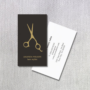 Minimalistisch Grauschere, goldene Schere Haarburk Visitenkarte