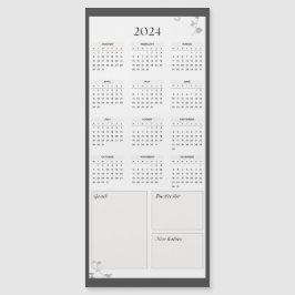 Minimalistisch Gray 2024 Magnet-Kalender Magnetkarte