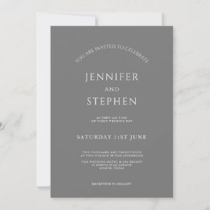 Minimalistisch Gray White Simple Clean Hochzeit Einladung