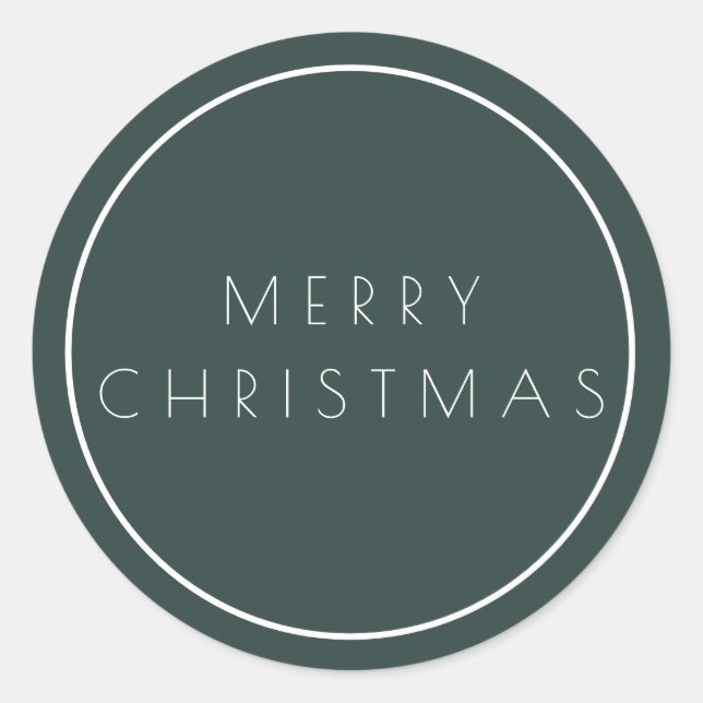 Minimalistisch Green Frohe Weihnachtstypografie Runder Aufkleber (Vorderseite)