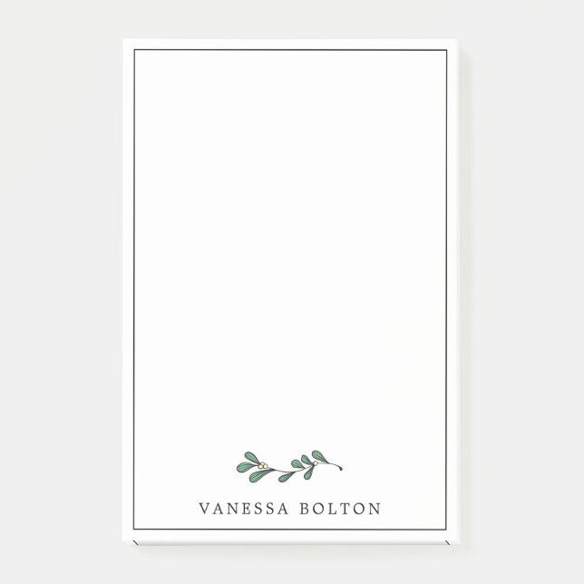 Minimalistisch Green Mistletoe Twig Fügen Sie Ihre Post-it Klebezettel (Vorderseite)