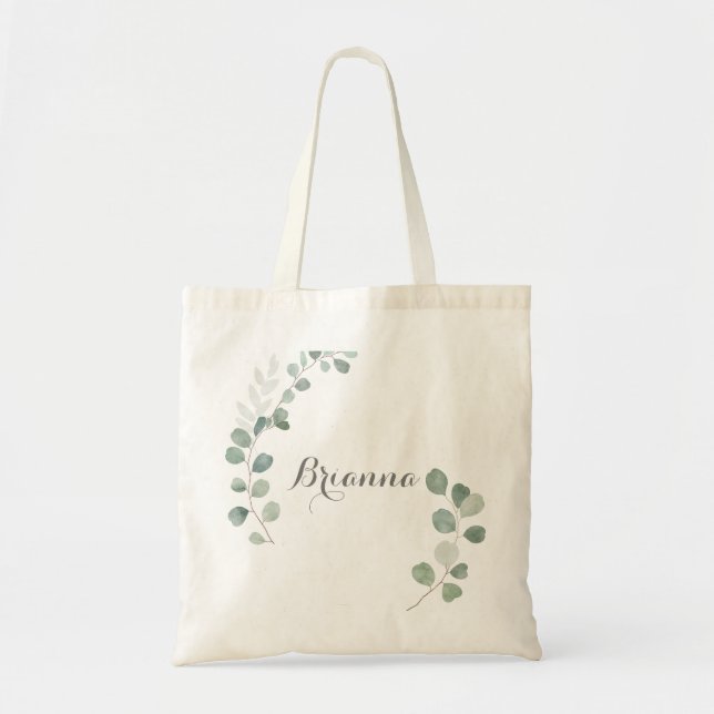 Minimalistisch Greenery Eucalyptus Bridesmaid Tote Tragetasche (Vorne)