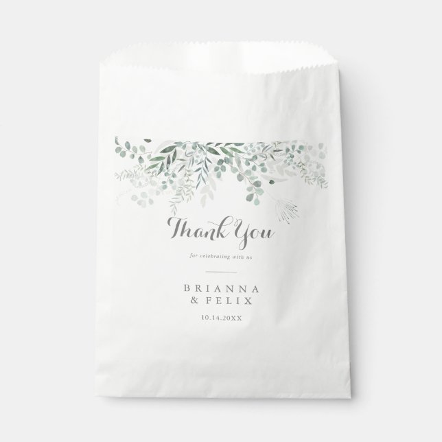Minimalistisch Greenery Eucalyptus Vielen Dank für Geschenktütchen (Vorderseite)