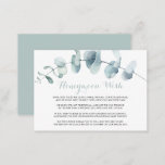 Minimalistisch Greenery White Honeymoon Wish Begleitkarte<br><div class="desc">Diese weiße,  weiße Flitterwochen-Wunschzettel ist perfekt für eine rustikale Hochzeit. Das Design zeichnet sich durch hellgrüne,  handbemalte Blätter aus.</div>